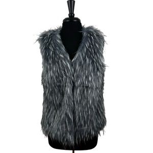 Y2K Anna & Chris Faux Fur Vest Size Medium Faux Fur Gray NWT